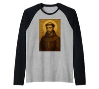 Icona cattolica: San Francesco d'Assisi Maglia con Maniche Raglan