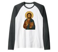 Icona Cristiana ortodossa Gesù Cristo Il Maestro Maglia con Maniche Raglan