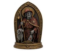 Icona da parete cattolica di San Rocco, rilievo cristiano dipinto a mano, patrono contro la peste, pellegrini e cani, finitura oro antico argento rame, autoportante o da appendere alla parete