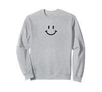 Icona Faccia Sorriso Classico retrò Minimalista Felpa, Unisex per Adulti, Grigio Melange, L