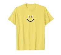 Icona Faccia Sorriso Classico Retrò Minimalista Maglietta, Uomo, Limone, L