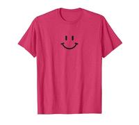 Icona Faccia Sorriso Classico Retrò Minimalista Maglietta, Uomo, Rosso mélange, L