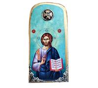 Icona Greca Christian Orthodox Legno Legno di Gesù Cristo/OP10