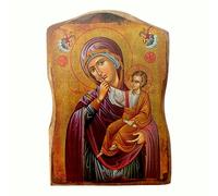 Icona greco-cristiana ortodossa della Vergine Maria Paramythia - Icona religiosa fatta a mano in legno - 12 x 9 cm/MP1