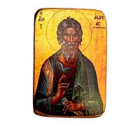 Icona greco-cristiana ortodossa di Sant'Andrea, in legno, fatta a mano, religiosa, 9 x 7 cm, A0