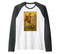 Icona ortodossa di San Giorgio e Drago Maglia con Maniche Raglan