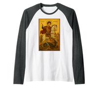 Icona ortodossa di San Giorgio e Il Drago Maglia con Maniche Raglan