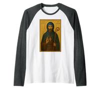 Icona ortodossa di San Kevin d'Irlanda Maglia con Maniche Raglan