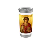 Icona ortodossa di San Panteleimone Bicchiere termico in acciaio inox doppia parete