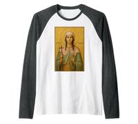 Icona ortodossa di Santa Barbara Maglia con Maniche Raglan