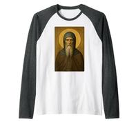 Icona ortodossa di Sant'Antonio Magno Maglia con Maniche Raglan