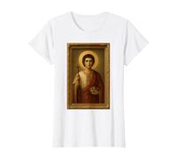Icona ortodossa di Santo Stefano Protomartire Maglietta, Donna, Bianco, XL