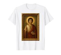 Icona ortodossa di Santo Stefano Protomartire Maglietta, Uomo, Bianco, 4XL