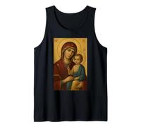 Icona ortodossa di Theotokos - Maria con Gesù Cristo Bambino Canotta