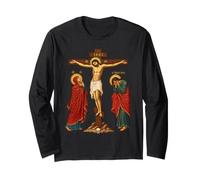 Icona ortodossa Orientale della crocifissione di Gesù Cristo Maglia a Manica