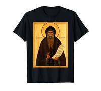 Icona ortodossa Sant'Ambrogio di Optina Maglietta con Stampa Grafica Economica, Uomo, Nero, S
