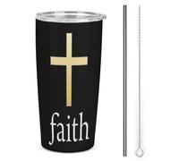 Icona religiosa della croce della fede Jesus_nobg Bicchiere termico in acciaio inossidabile da 20 once, tazza da viaggio per auto a doppia parete sottovuoto con coperchio a cannuccia per uomini e don