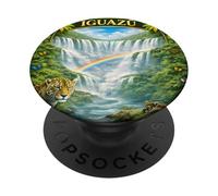 Icone delle cascate dell'Iguazù: fauna selvatica, farfalle e arcobaleni PopSockets PopGrip Adesivo