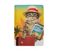 Icone di Natale su bianco passaporto carta copertina passaporto copertine per le donne, Gatto amante dei viaggi