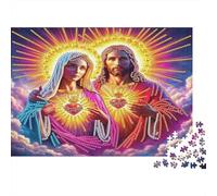 Icone Religiose Sacro Cuore Puzzle 1000 Pezzi Carta per Adulti Stile Artistico Vivace Relax Arredo Casa Regalo Famiglia 38x26cm/1000pcs