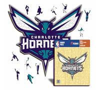 Iconic Puzzles - Charlotte Hornets, Logo, Puzzle di Legno con licenza ufficiale NBA, 100% sostenibile, regalo per adulti e bambini, taglia L, 500 Pz