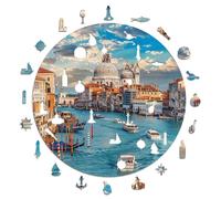 Iconic Puzzles- Incantevole Venezia, Italia Paesaggi Naturali Puzzle in Legno 100% sostenibile, Multicolore, Taglia S, 24VENEZIAS