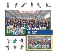 Iconic Puzzles - Inter, 20° Scudetto, Puzzle di Legno con licenza ufficiale, 100% sostenibile, regalo per adulti e bambini, taglia S, 150 Pz