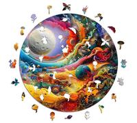 Iconic Puzzles- Luna Straordinaria Spazio Puzzle in Legno, Colore per Adulti e Bambini, M, 350 PCs, 100% Sostenibile