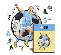 Iconic Puzzles-Manchester City, Erling Haaland Puzzle in Legno 100% sostenibile con Licenza Ufficiale, Colore, 500 Pcs
