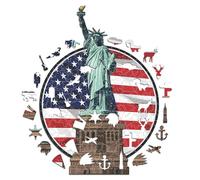 Iconic Puzzles- Statua della libertà Puzzle in Legno 100% sostenibile, Taglia M, 24STDLIBM