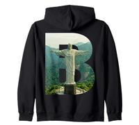 Iconico Brasile Paesaggio Cristo Redentore Lettera B Felpa con Cappuccio