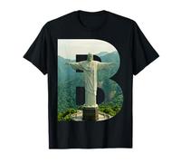 Iconico Brasile Paesaggio Cristo Redentore Lettera B Maglietta