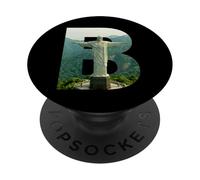 Iconico Brasile Paesaggio Cristo Redentore Lettera B PopSockets PopGrip Adesivo