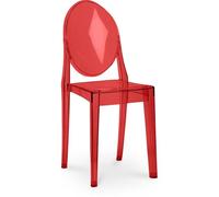 Iconik Interior Ghost Style - Sedia trasparente per sala da pranzo, Victoria Queen Rosso Trasparente