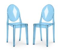 Iconik Interior Ghost Style - Set di 2 sedie da pranzo trasparenti Victoria Queen, colore: Blu trasparente