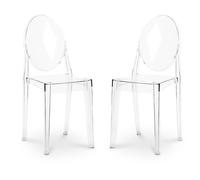 Iconik Interior Ghost Style - Set di 2 sedie da pranzo trasparenti Victoria Queen, colore: Trasparente