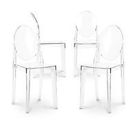 Iconik Interior Ghost Style - Set di 4 sedie da pranzo trasparenti Victoria Queen, colore: Trasparente