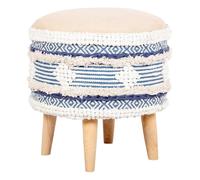 Iconik Interior Josephine - Sgabello rotondo in stile Boho Bali, colore: Blu