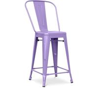 Iconik Interior Stylix - Sgabello da bar con schienale, design industriale, 60 cm, colore: Viola pastello