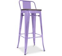 Iconik Interior Stylix - Sgabello da bar design industriale con schienale in legno e acciaio, 76 cm, colore: Viola pastello