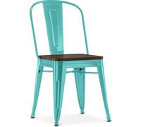 Iconik Interior Tolix Style - Sedia da sala da pranzo, design industriale, in legno e acciaio, stilix verde pastello