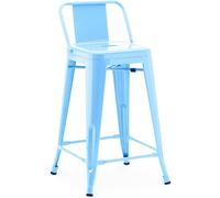 Iconik Interior Tolix Style - Sgabello da bar con schienale - Design industriale - 60 cm - Nuova edizione - Stylix blu pastello