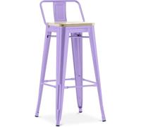 Iconik Interior Tolix Style - Sgabello da bar con schienale, design industriale, 76 cm, colore: Viola pastello