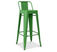 Iconik Interior Tolix Style - Sgabello da bar con schienale - Design industriale - 76 cm - Nuova edizione - Stylix verde
