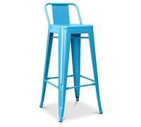 Iconik Interior Tolix Style - Sgabello da bar con schienale, design industriale - 76 cm - Nuova edizione - Stylix turchese