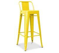 Iconik Interior Tolix Style - Sgabello da bar con schienale - Design industriale - 76 cm - Nuova edizione - Stylix giallo