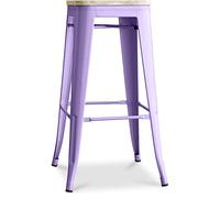 Iconik Interior Tolix Style - Sgabello da bar, design industriale, in acciaio e legno, 76 cm, colore: Viola pastello