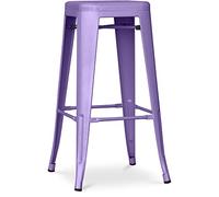 Iconik Interior Tolix Style - Sgabello da bar, design industriale, in acciaio opaco, 76 cm, colore: Viola pastello