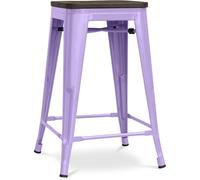 Iconik Interior Tolix Style - Sgabello da bar, design industriale, in legno e acciaio, 60 cm, colore: Viola pastello