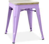 Iconik Interior Tolix Style - Sgabello design industriale, in legno e metallo, 45 cm, colore: Viola pastello